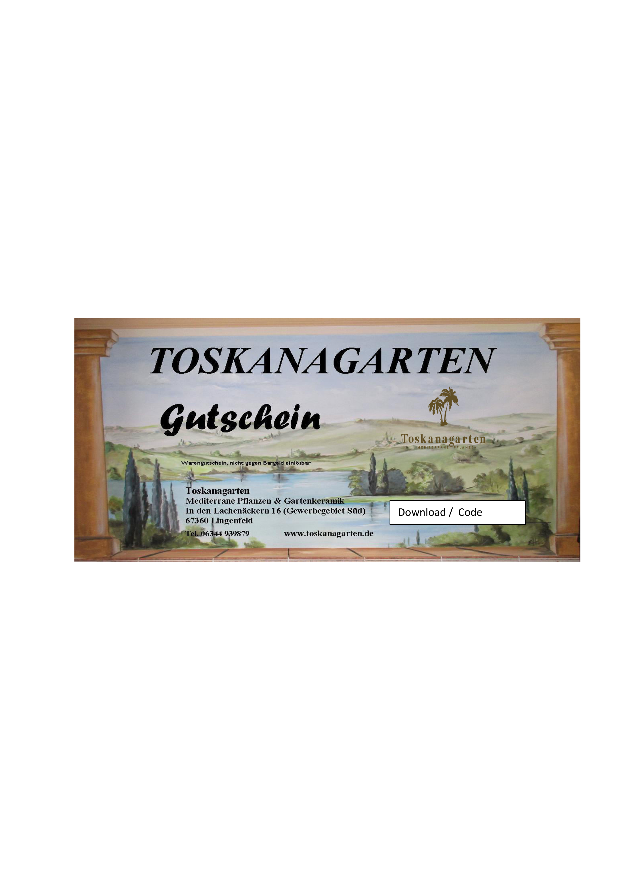 Toskanagarten-Geschenkgutschein als Code Download
