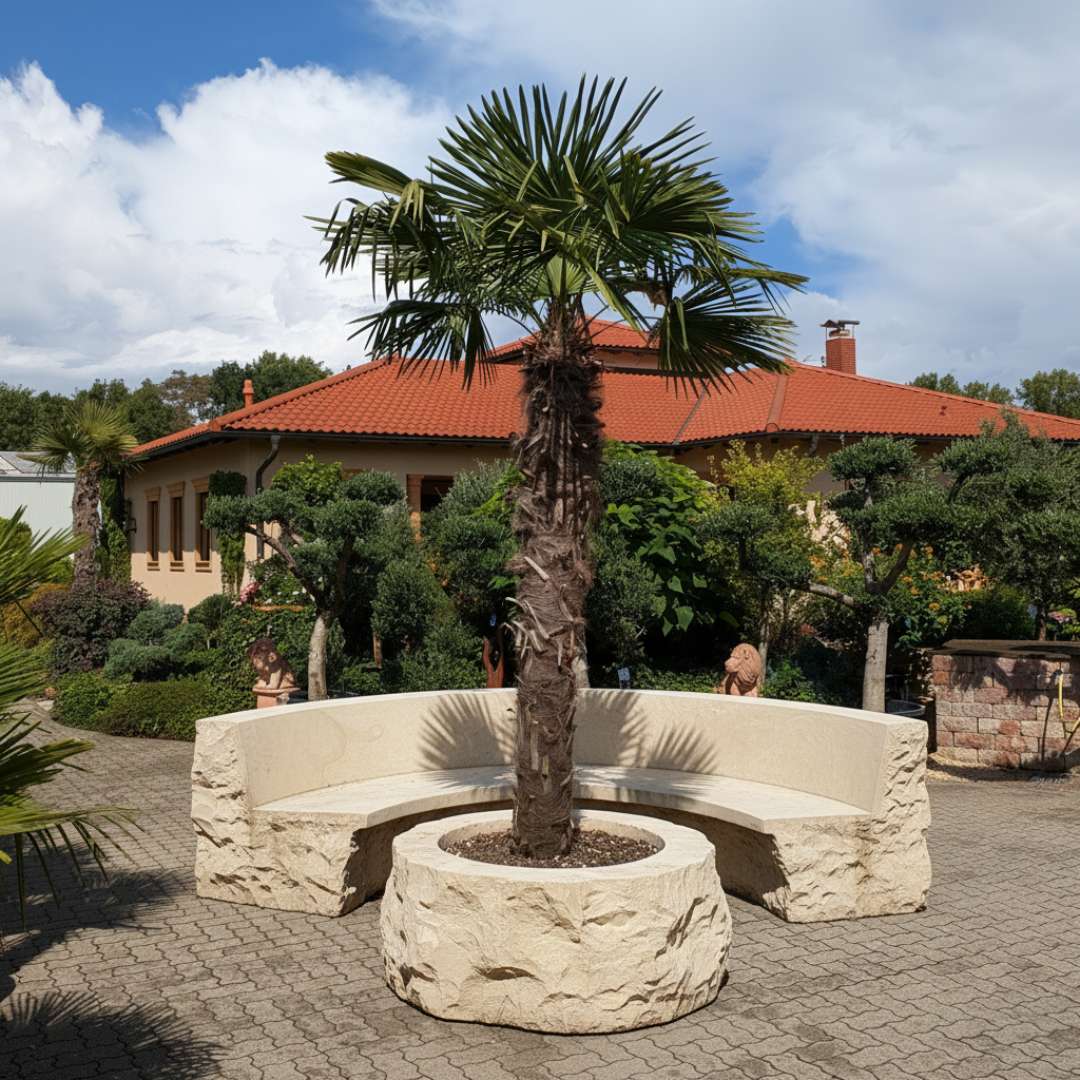 Hanfpalme 400 cm ,in Steinsitzbank