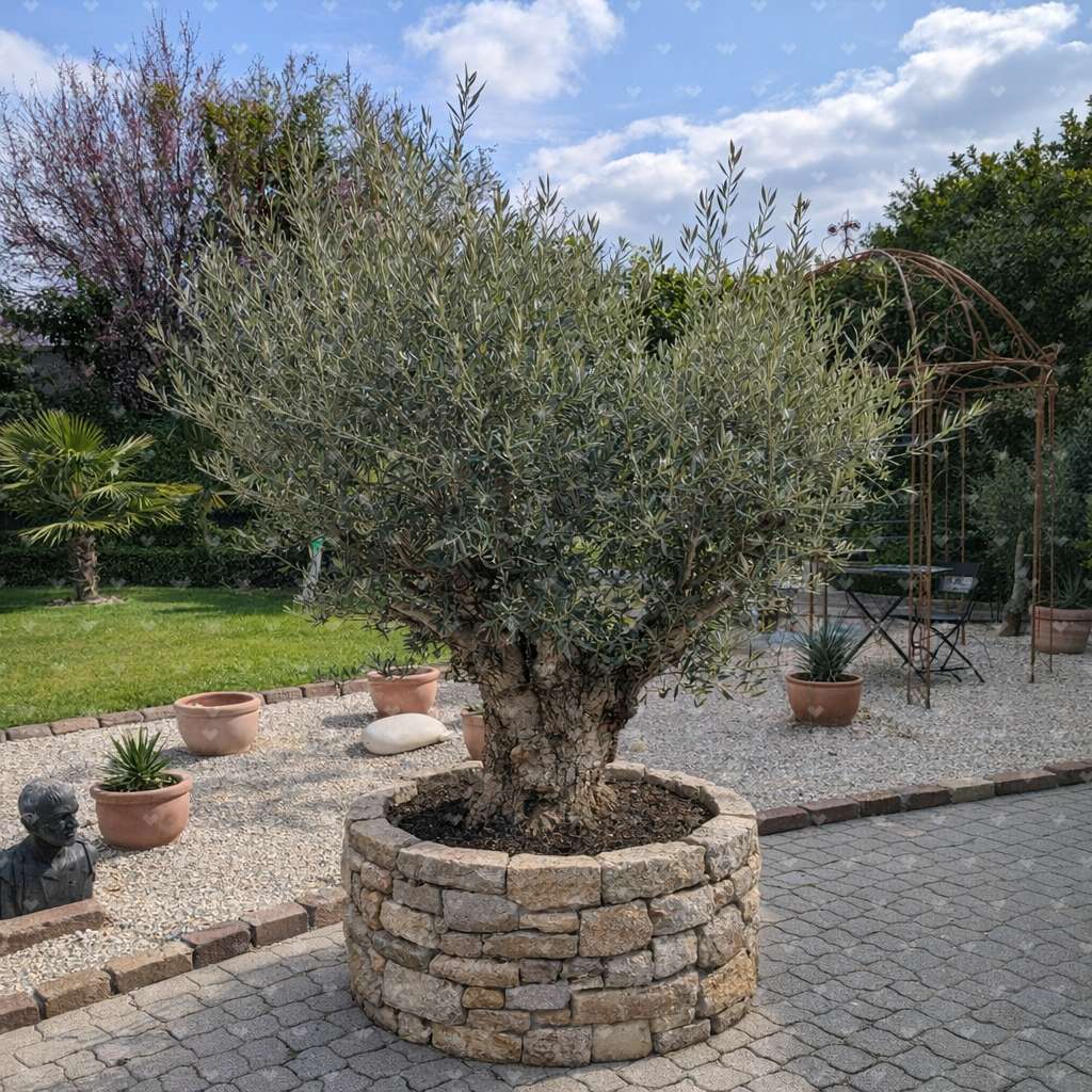 Olivenbaum Bonsai 140 Jahre alt in Trockensteinmauer